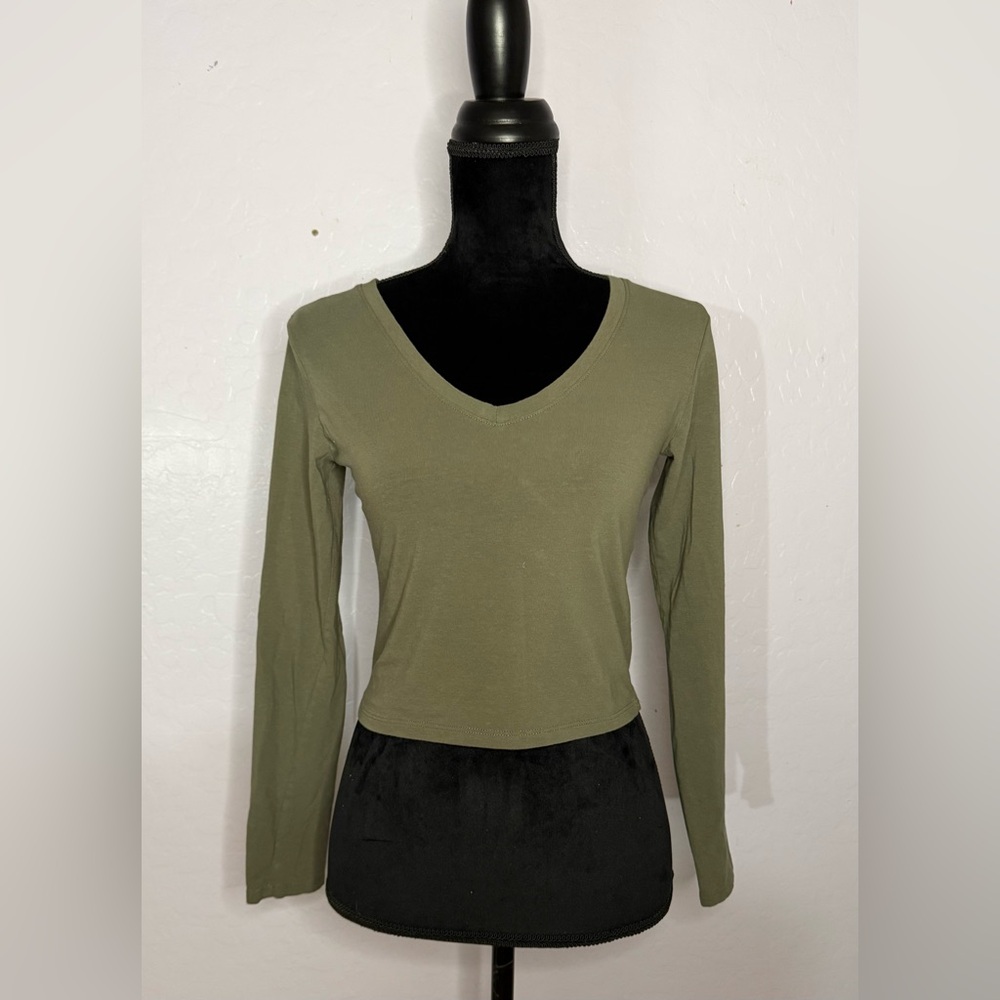 Fashion Nova Olive Green V-Neck Top